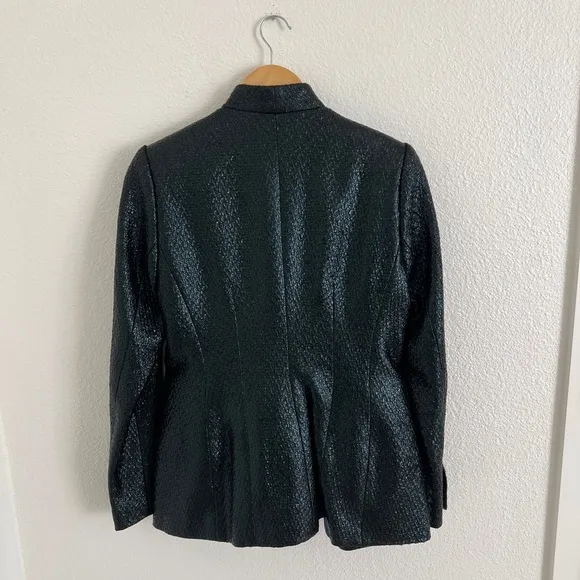 BY MALENE BIRGER blazer / black wet look fitted blazer jacket / size M (EU 38)