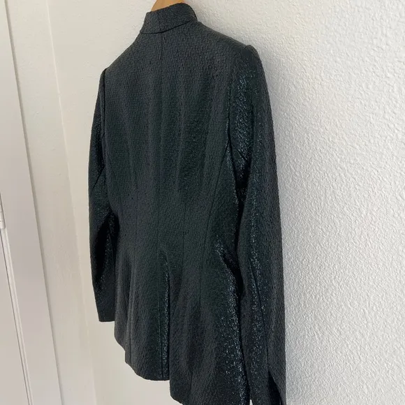 BY MALENE BIRGER blazer / black wet look fitted blazer jacket / size M (EU 38)