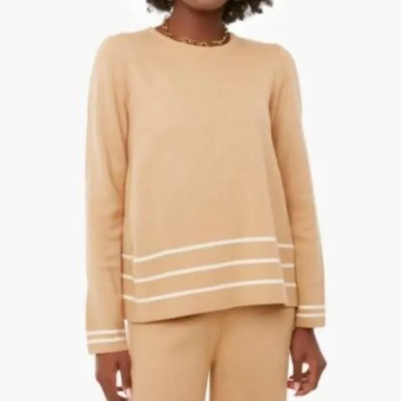 Camel Beige Olympia Knit Top Crewneck