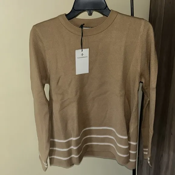 Camel Beige Olympia Knit Top Crewneck