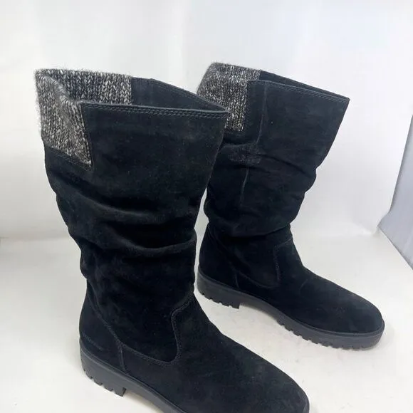 Camper Black Suede Lug Sole Slouch Boots Size 11