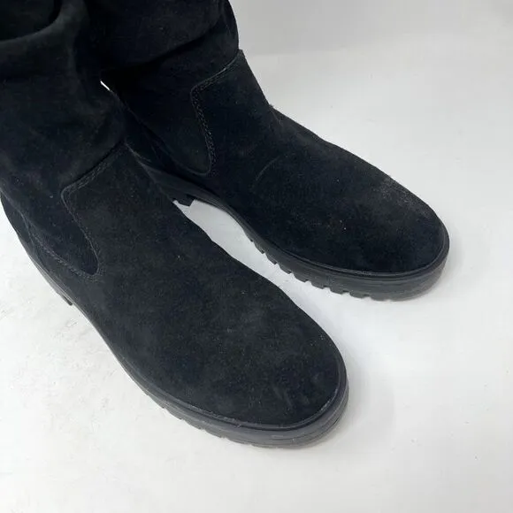 Camper Black Suede Lug Sole Slouch Boots Size 11