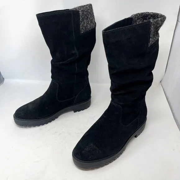 Camper Black Suede Lug Sole Slouch Boots Size 11