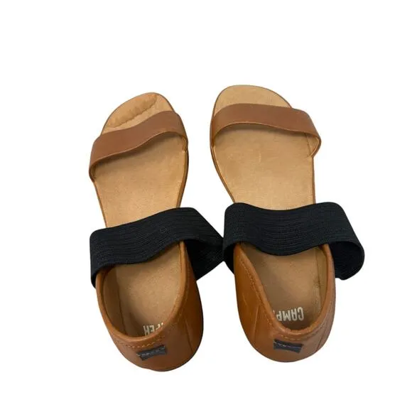 Camper Girl Right Nina Brown Leather Mary Jane Ballet Flats Womens 38 US 7-7.5