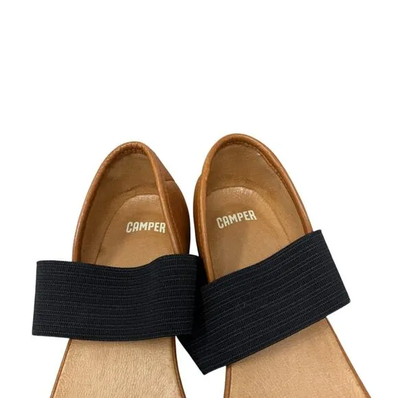 Camper Girl Right Nina Brown Leather Mary Jane Ballet Flats Womens 38 US 7-7.5