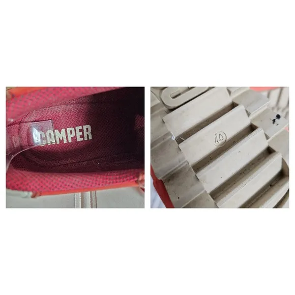 Camper Sneakers Size 40 Marges Two Toned Red Suede Nylon Trainers