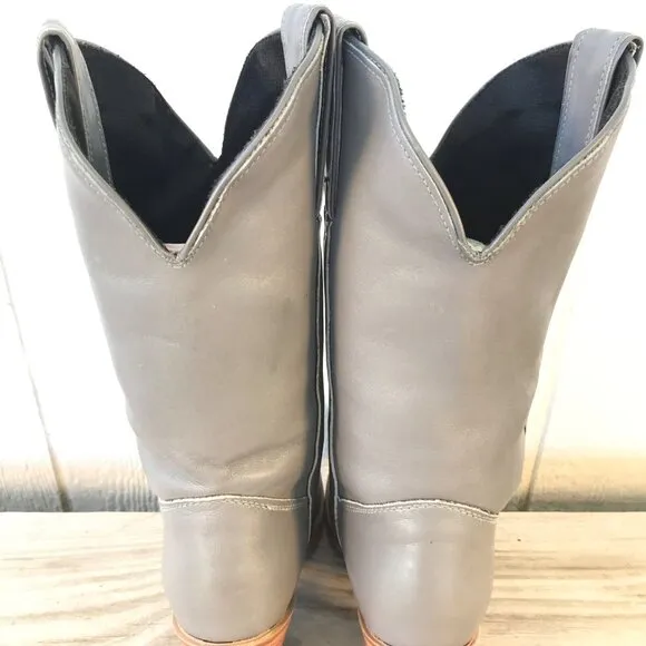 Capezio Vintage Stacked Heel Womens Gray Leather Boots 8 M L702 USA