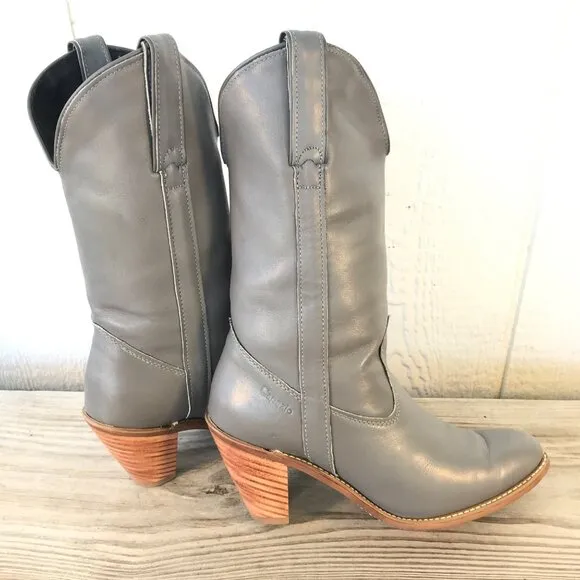 Capezio Vintage Stacked Heel Womens Gray Leather Boots 8 M L702 USA