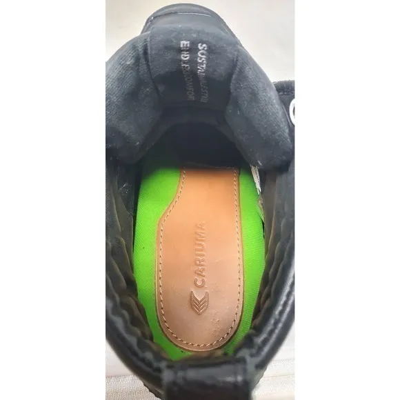 Cariuma OCA High‎ Top Shoes Women's 8 Triple Black Leather Lace Up Sneakers