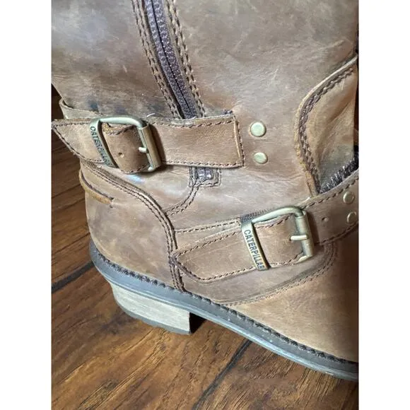 CATERPILLAR HARNESS BOOTS WOMENS MID CALF FAUX FUR LINED WATERPROOF SZ 11