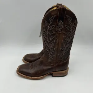 Cavender's women's 8B cognac gold sparkle inlay wide square toe cowboy boots NWT