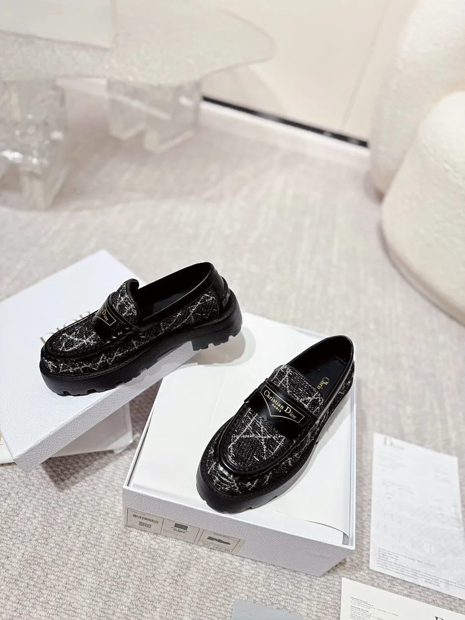 CD Boy Platform Loafer In Black Tweed Fabric  988792