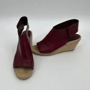Celine Burgundy Leather Wedge Espadrilles Sandals Size 41/ US10