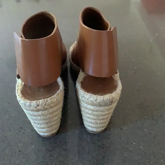 Celine Paris Leather Espadrilles Wedge 38