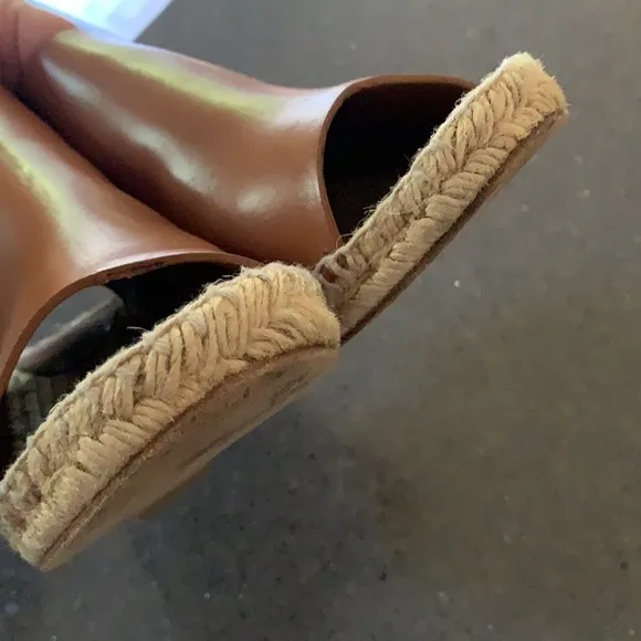 Celine Paris Leather Espadrilles Wedge 38