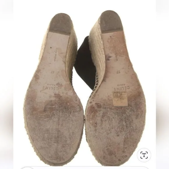 CelineLeather Whipstitch Trim Espadrilles