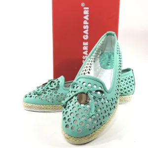 CESARE CASPARI ⚜ WOMEN'S GREEN SOFT LEATHER SUMMER LOAFERS