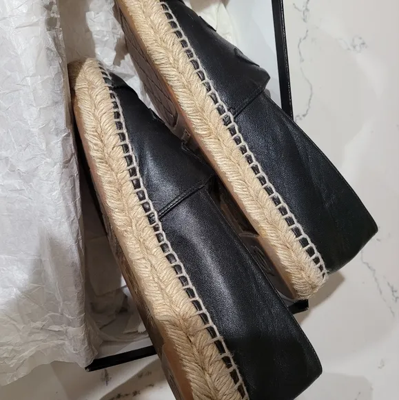 Chanel Black Leather Espadrilles