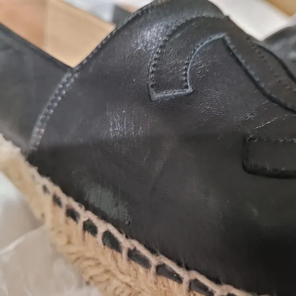 Chanel Black Leather Espadrilles