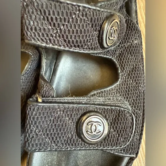 Chanel Black Sandals with Velcro Straps