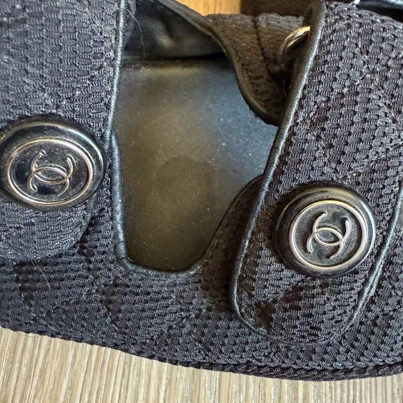 Chanel Black Sandals with Velcro Straps