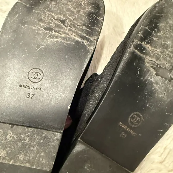 Chanel Black Sandals with Velcro Straps