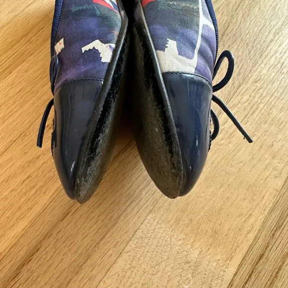 CHANEL Multicolor Abstract Printed Patent Leather CC Cap Toe Ballerina Flats