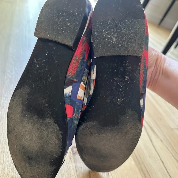 CHANEL Multicolor Abstract Printed Patent Leather CC Cap Toe Ballerina Flats