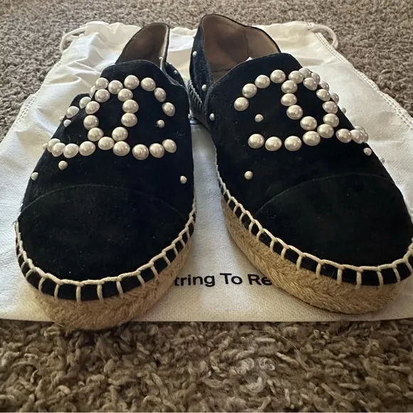 CHANEL suede leather espadrilles
