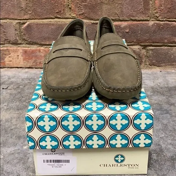 Charleston Shoe Co. Suede Loafers-Tradd-Olive 7