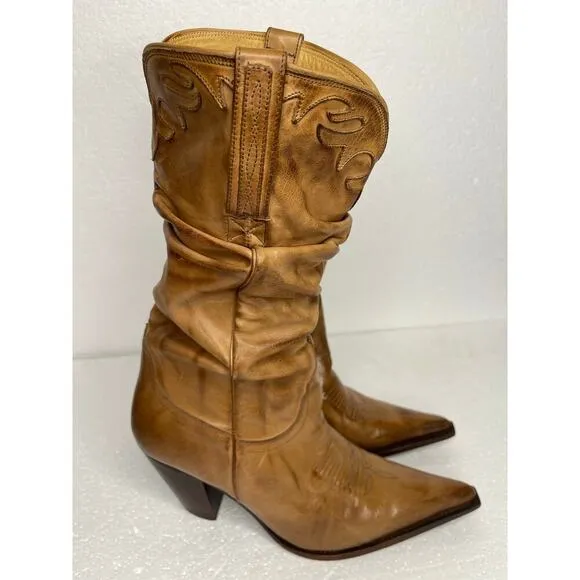 Charlie 1 Horse by Lucchese women’s Tan Leather Slouch Boots size 11B