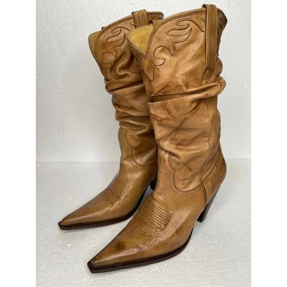 Charlie 1 Horse by Lucchese women’s Tan Leather Slouch Boots size 11B