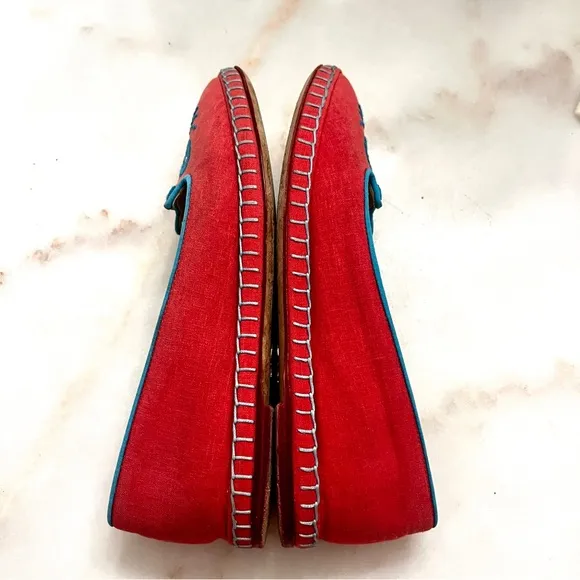 Charlotte Olympia Mexi-Cat Stitch Ballet Flats in Hibiscus Sz‎ IT 35.5 US 5.5