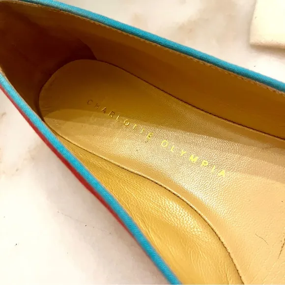 Charlotte Olympia Mexi-Cat Stitch Ballet Flats in Hibiscus Sz‎ IT 35.5 US 5.5