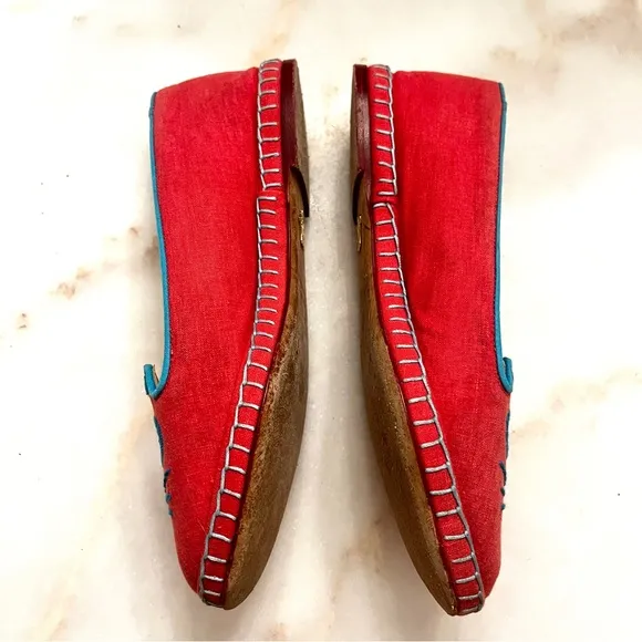 Charlotte Olympia Mexi-Cat Stitch Ballet Flats in Hibiscus Sz‎ IT 35.5 US 5.5