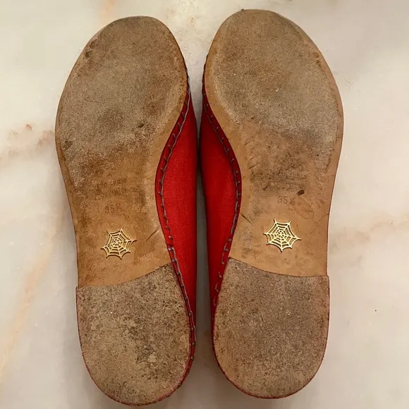 Charlotte Olympia Mexi-Cat Stitch Ballet Flats in Hibiscus Sz‎ IT 35.5 US 5.5