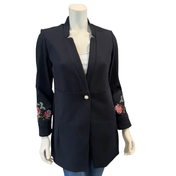 Chico’s Floral Embroidered Tuxedo Blazer
