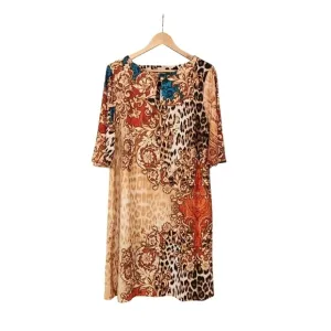 Chico's Mixed Animal Print Keyhole Neckline Dress Jersey Shift