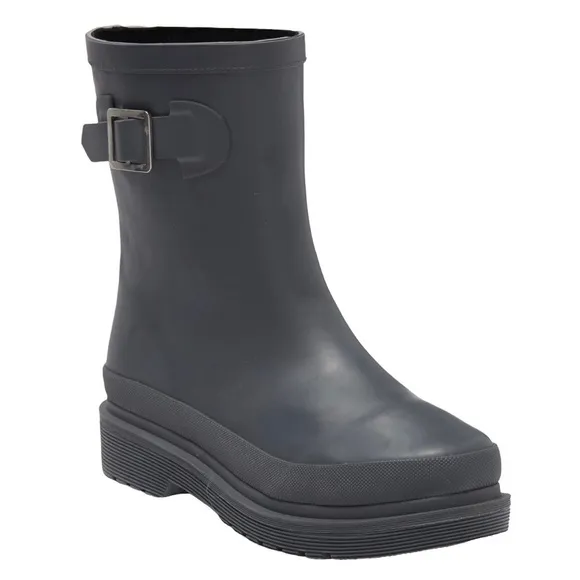 Chooka Redmond Mid Rain Boot Charcoal Size 8 Side Buckle Rubber
