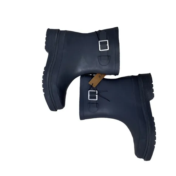 Chooka Redmond Mid Rain Boot Charcoal Size 8 Side Buckle Rubber