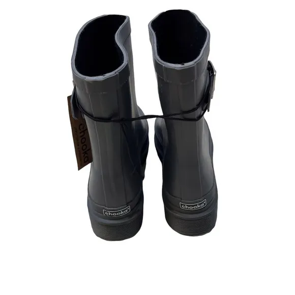 Chooka Redmond Mid Rain Boot Charcoal Size 8 Side Buckle Rubber