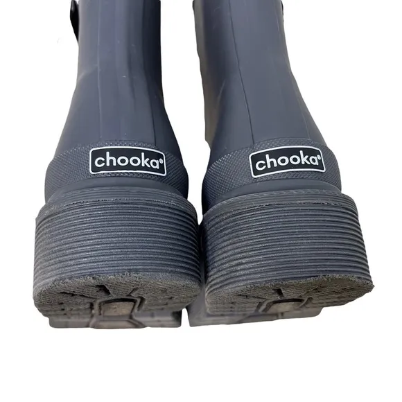Chooka Redmond Mid Rain Boot Charcoal Size 8 Side Buckle Rubber