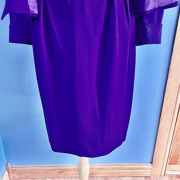 Christian Dior purple 100% wool double breasted suit with skirt. Vintage