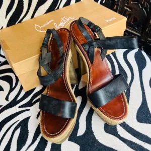Christian Louboutin Black Espadrilles with Timeless Design Heels 👠