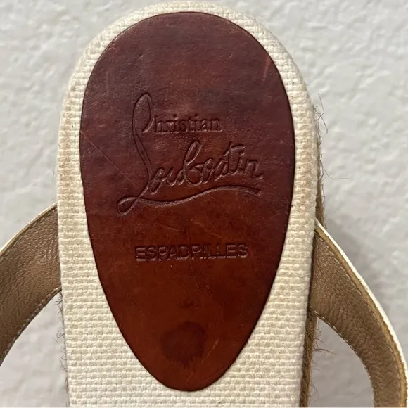 Christian Louboutin White Patent Leather Espadrilles Size 39