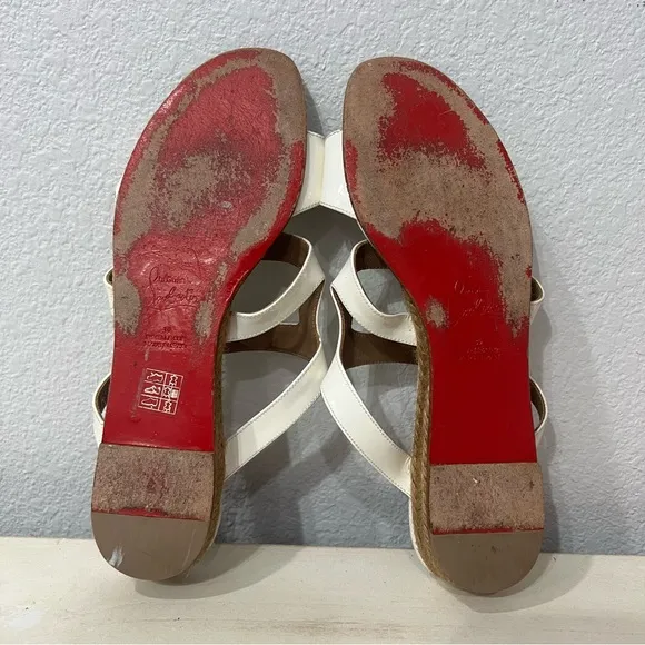 Christian Louboutin White Patent Leather Espadrilles Size 39