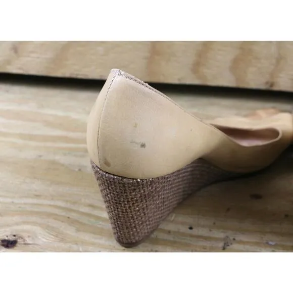 Christian Louboutin Womens Shoes 37 Brown Leather Espadrilles Wedge Vintage