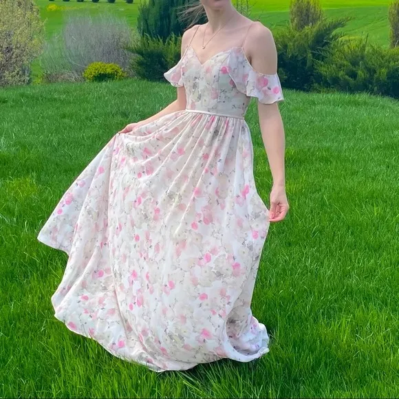 Christina Wu Floral Off the Shoulder Prom Gown Size 2