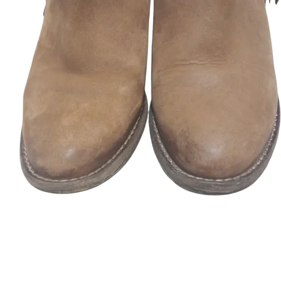 Circle G Brown Suede Fringe Ankle Boots Women's Tan Western Booties Size…