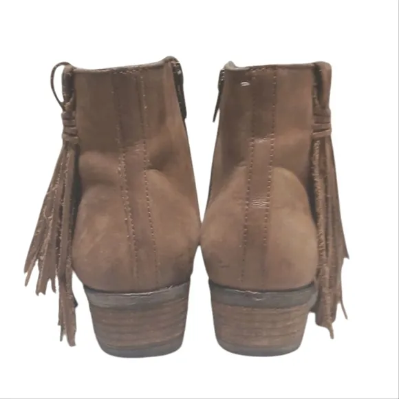 Circle G Brown Suede Fringe Ankle Boots Women's Tan Western Booties Size…